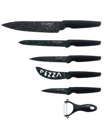 Royalty Line RL-MB5N - Set coltelli 5 pezzi nero marmorizzato - Royalty Line