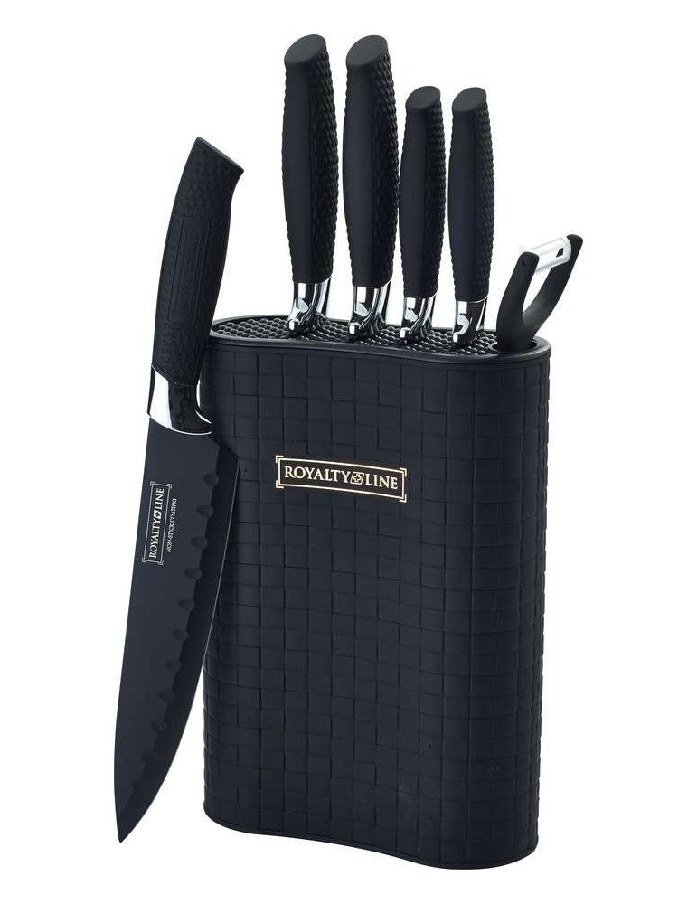 Royalty Line RL-6MSTK - Set coltelli 6 pezzi nero - Royalty Line