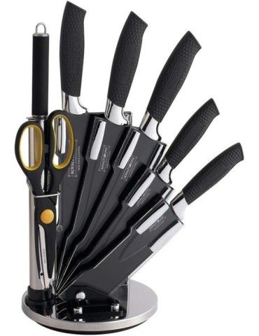 Royalty Line RL-BLK8W - Ceppo coltelli 8 pezzi nero - Royalty Line