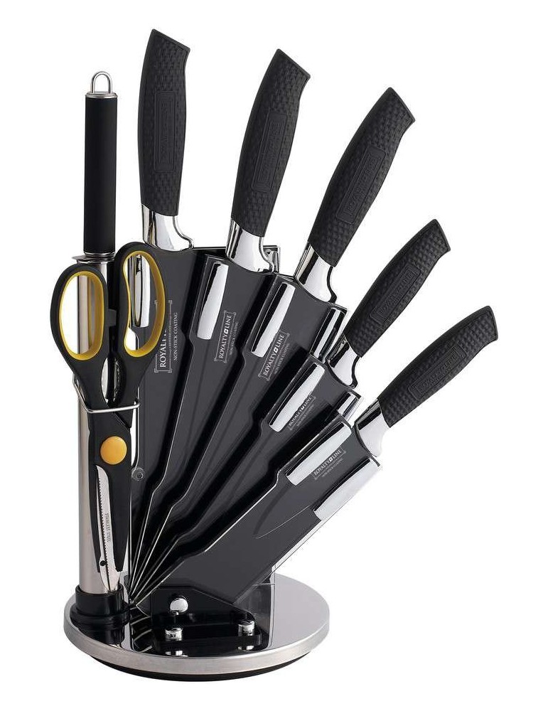 Royalty Line RL-BLK8W - Ceppo coltelli 8 pezzi nero - Royalty Line
