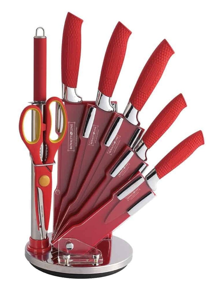 Royalty Line RL-RED8W - Ceppo coltelli 8 pezzi rosso - Royalty Line