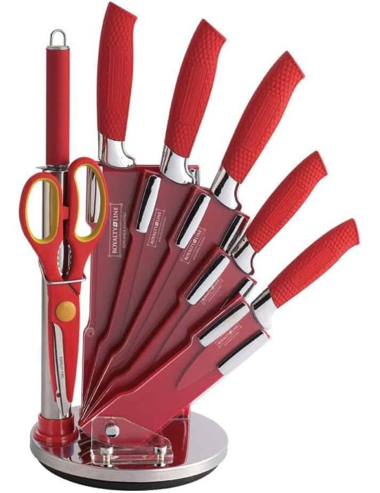 Royalty Line RL-RED8W - Ceppo coltelli 8 pezzi rosso - Royalty Line