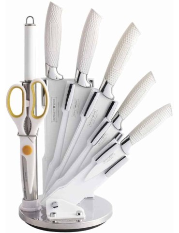Royalty Line RL-WHT8W - Ceppo coltelli 8 pezzi bianco - Royalty Line
