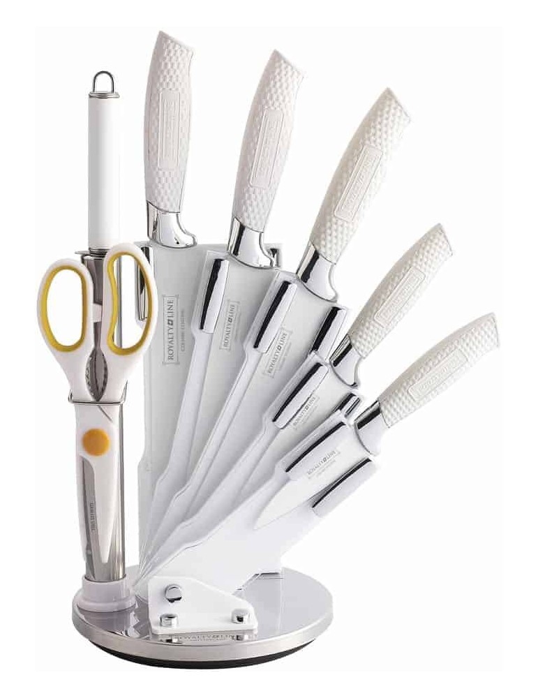 Royalty Line RL-WHT8W - Ceppo coltelli 8 pezzi bianco - Royalty Line