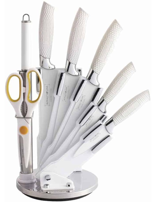 Royalty Line RL-WHT8W - Ceppo coltelli 8 pezzi bianco - Royalty Line