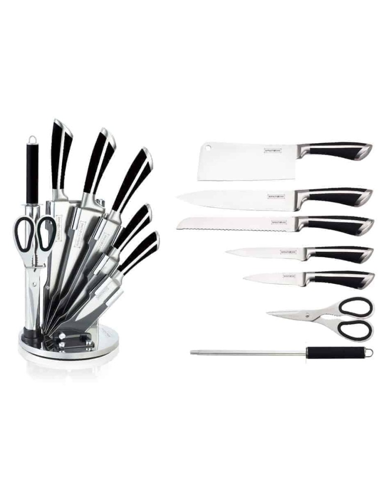 Royalty Line RL-KSS700 - Ceppo coltelli 8 pezzi nero/silver - Royalty Line