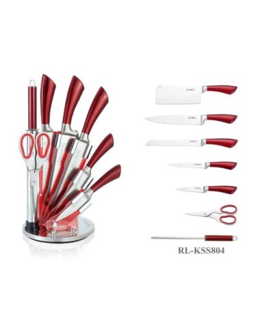 Royalty Line RL-KSS804 - Ceppo coltelli 8 pezzi rosso/silver - Royalty Line