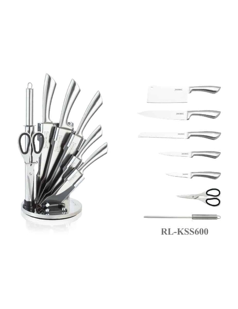 Royalty Line RL-KSS600 - Ceppo coltelli 8 pezzi silver - Royalty Line