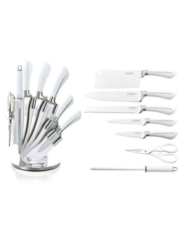 Royalty Line RL-KSS750 - Ceppo coltelli 8 pezzi bianco/silver - Royalty Line