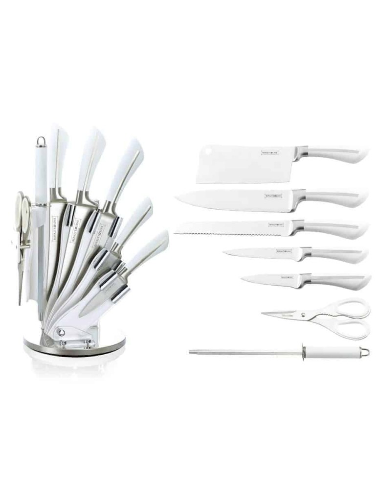 Royalty Line RL-KSS750 - Ceppo coltelli 8 pezzi bianco/silver - Royalty Line