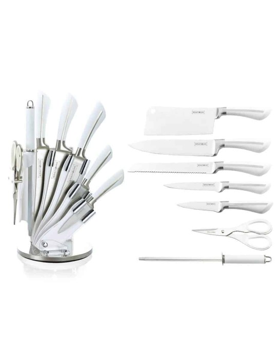 Royalty Line RL-KSS750 - Ceppo coltelli 8 pezzi bianco/silver - Royalty Line