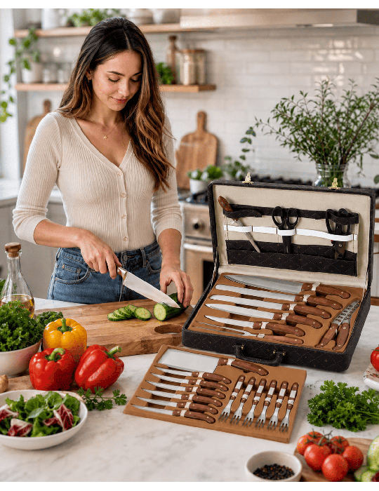 Royalty Line RL-K25LB - Set coltelli 25 pezzi con custodia | Coltelli