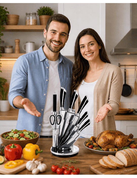 Royalty Line RL-KSS700 - Ceppo coltelli 8 pezzi nero/silver | Coltelli