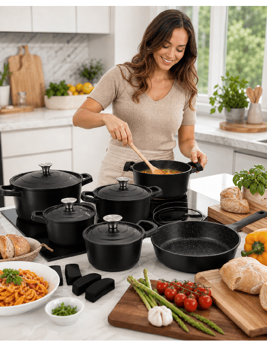 Royalty Line RL-OS1014 - Batteria pentole e padelle 14 pezzi