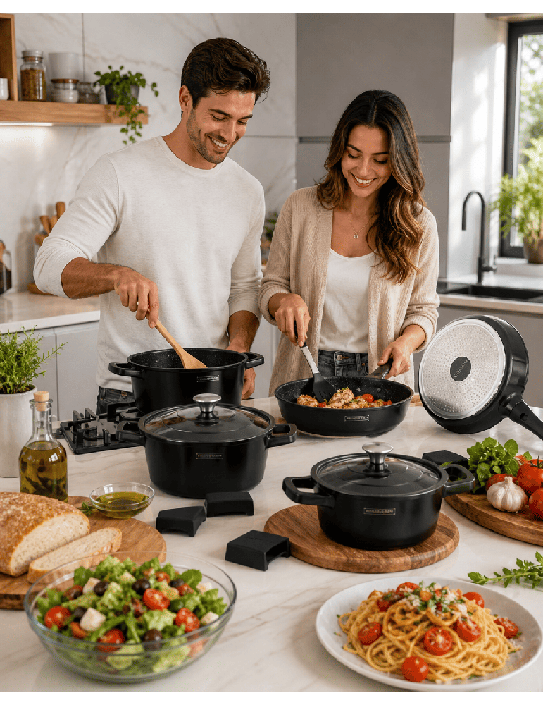 Royalty Line RL-OS1014 - Batteria pentole e padelle 14 pezzi
