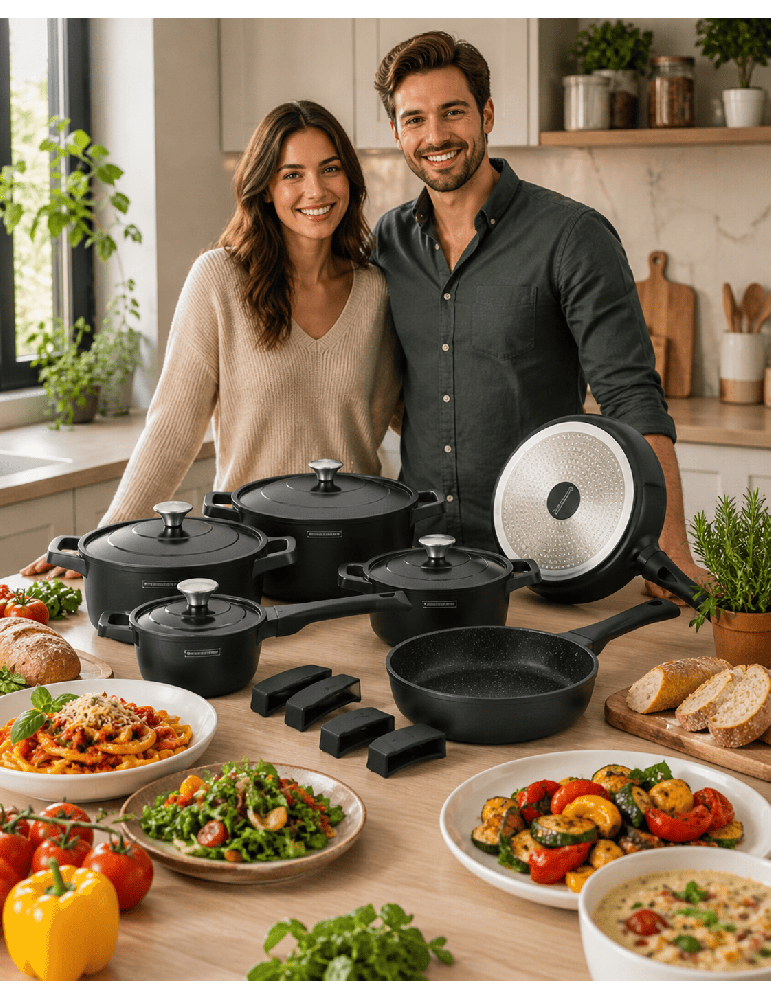 Royalty Line RL-OS1014 - Batteria pentole e padelle 14 pezzi
