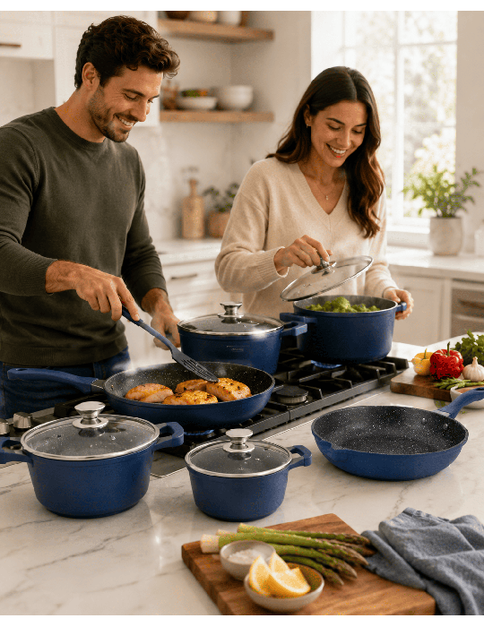 Royalty Line RL-BS1010M - Batteria pentole e padelle 10 pezzi