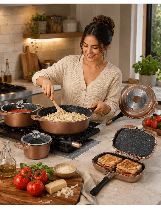Royalty Line RL-ES1015M - Set pentole e padelle 15 pezzi antiaderente