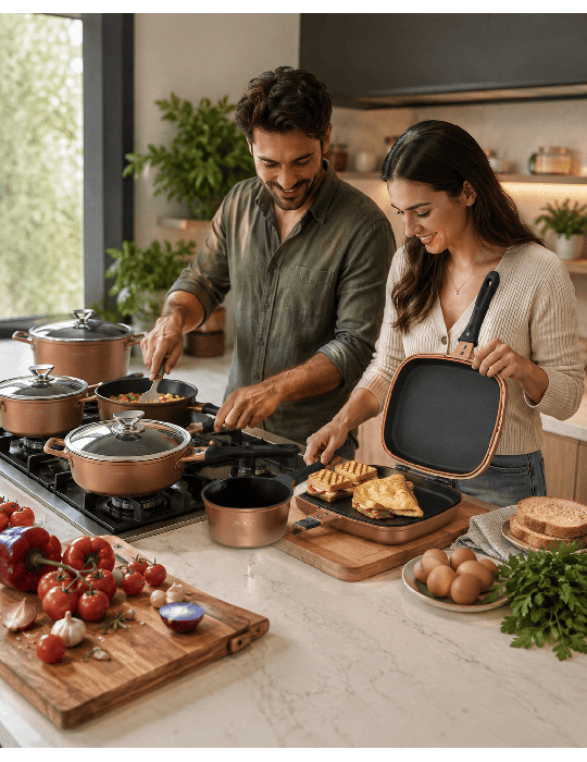Royalty Line RL-ES1015M - Set pentole e padelle 15 pezzi antiaderente