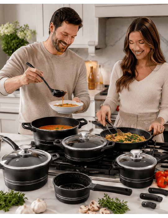 Royalty Line RL-ES1014M - Batteria pentole e padelle 14 pezzi