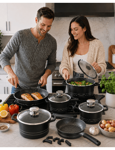Royalty Line RL-ES1014M - Batteria pentole e padelle 14 pezzi antiaderente induzione 2