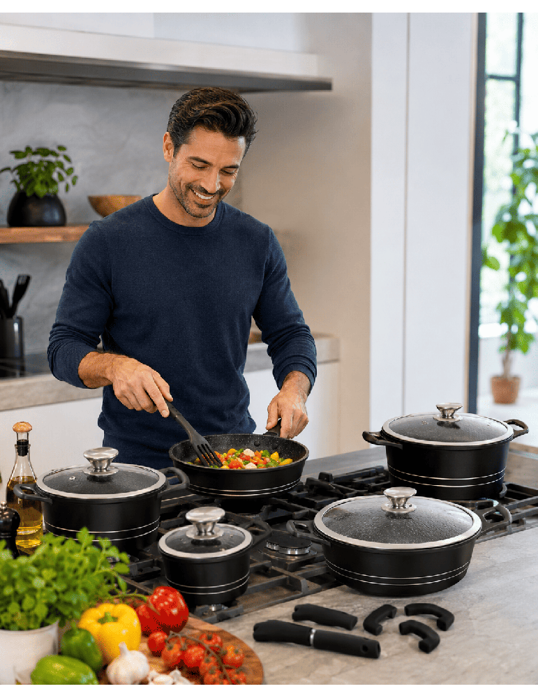 Royalty Line RL-ES1014M - Batteria pentole e padelle 14 pezzi