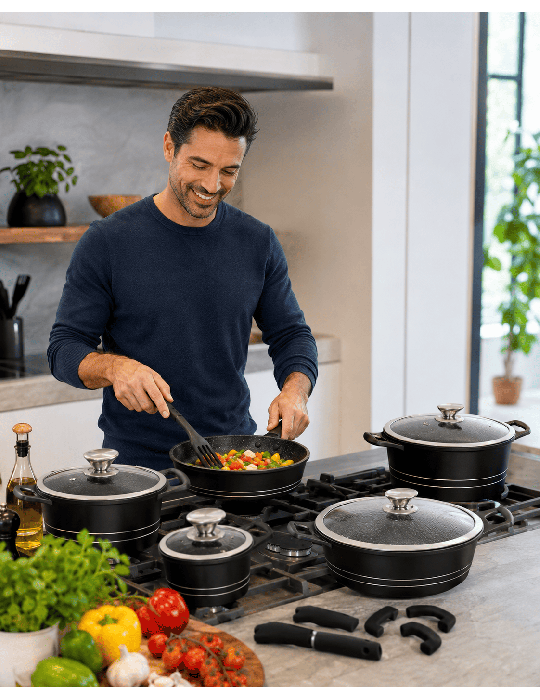 Royalty Line RL-ES1014M - Batteria pentole e padelle 14 pezzi