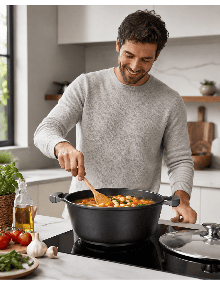 Royalty Line RL-BS - Casseruola con coperchio antiaderente induzione
