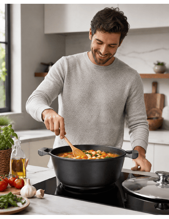 Royalty Line RL-BS - Casseruola con coperchio antiaderente induzione