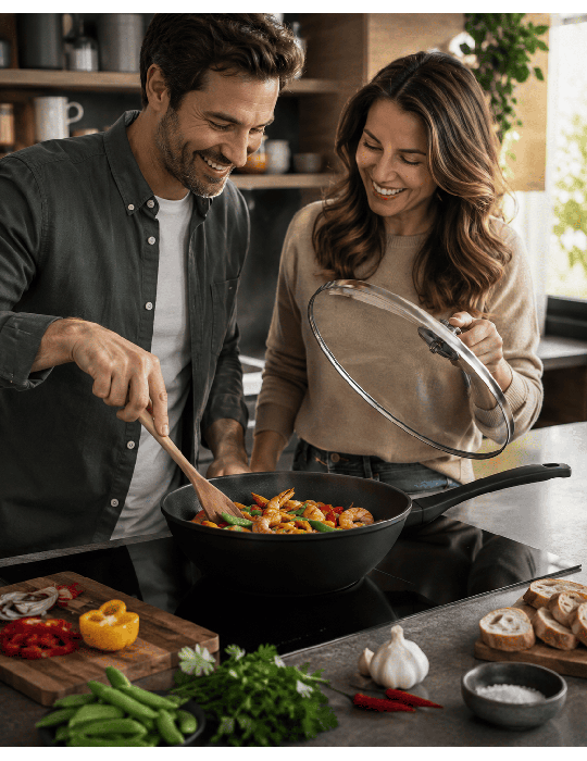 Royalty Line RL-BW - Wok con coperchio antiaderente induzione