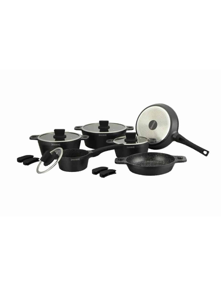 Royalty Line RL-RS1014 BLACK - Batteria pentole e padelle 14 pezzi antiaderente induzione nero